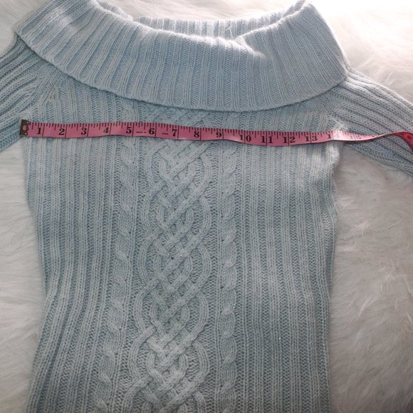 SO Light Blue Off-the-Shoulder Sweater with Shimmery Silver Thread - Size Small - Picture 8 of 9